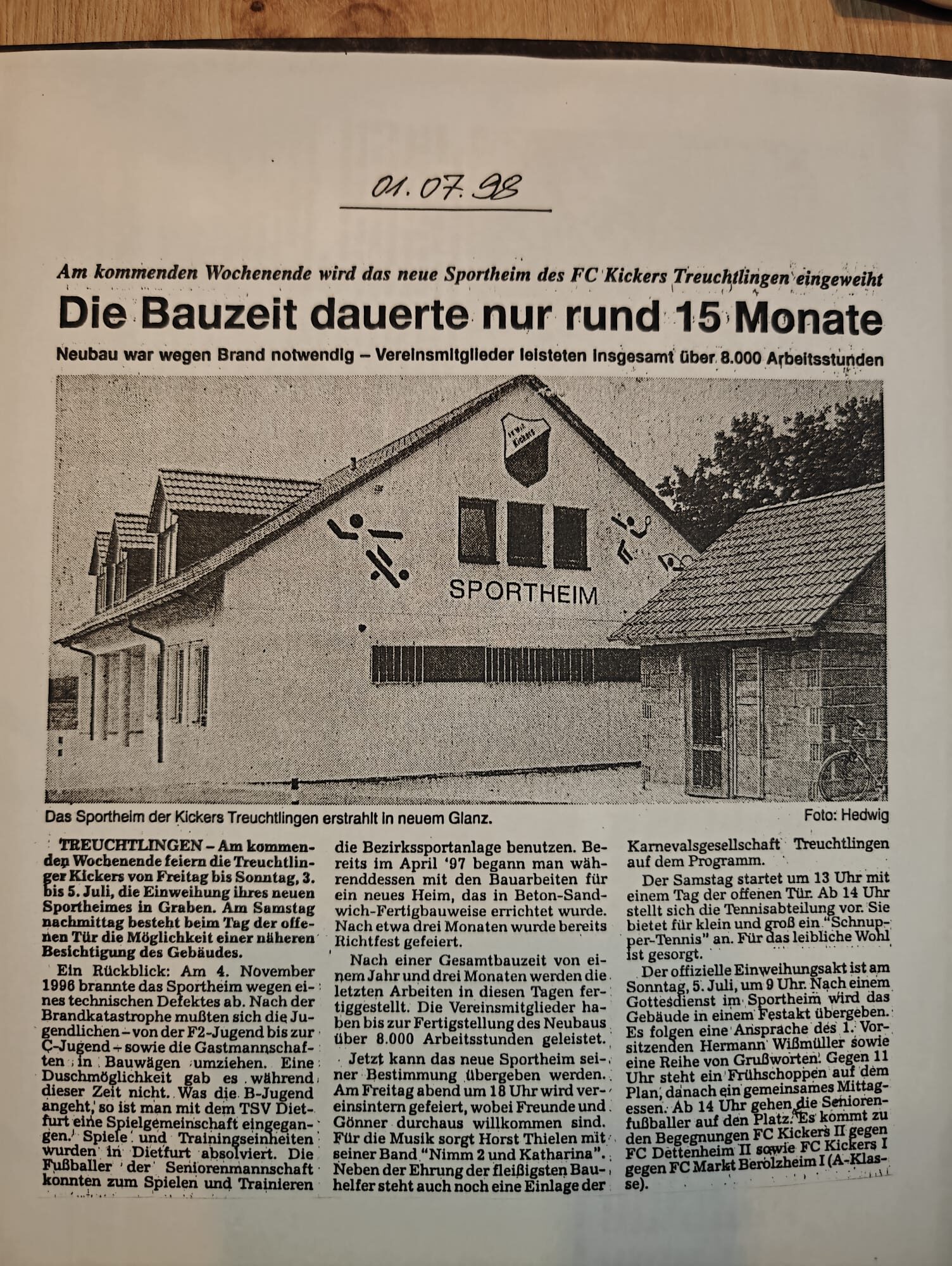 Das neue Sportheim in Graben