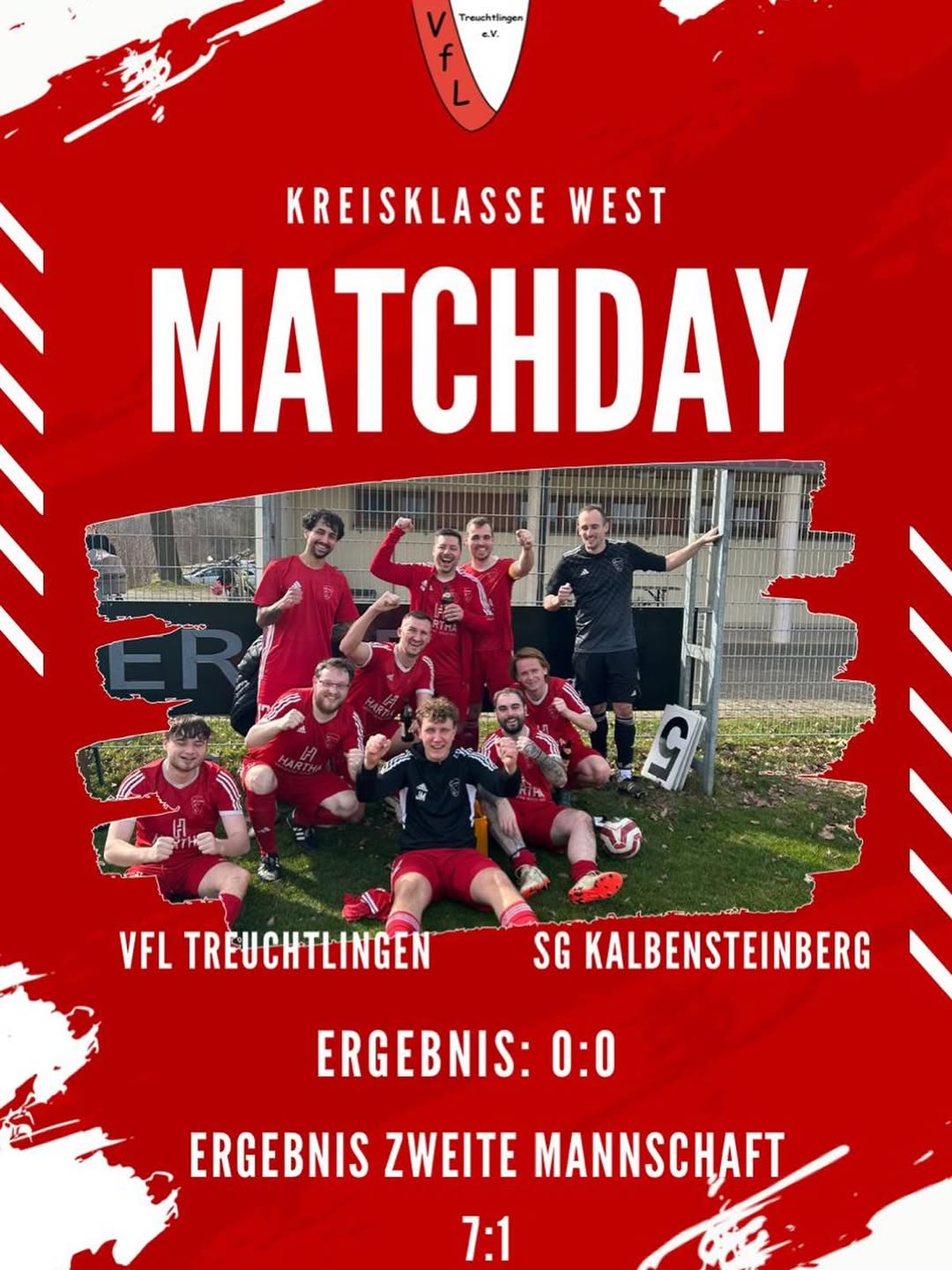 VfL Treuchtlingen Matchday Ergebnis-Grafik: Erste 0:0, Zweite 7:1 gegen SG Kalbensteinberg